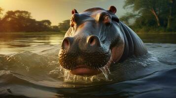 AI generated Hippopotamus high quality background photo