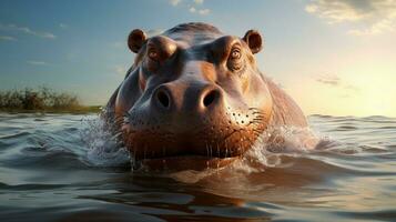 AI generated Hippopotamus high quality background photo