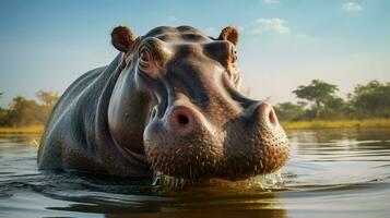 AI generated Hippopotamus high quality background photo