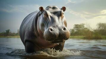 AI generated Hippopotamus high quality background photo