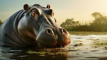 AI generated Hippopotamus high quality background photo