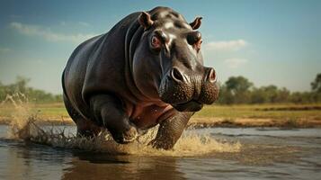 AI generated Hippopotamus high quality background photo