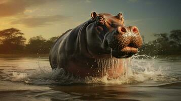 AI generated Hippopotamus high quality background photo