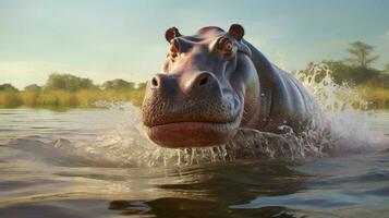 AI generated Hippopotamus high quality background photo
