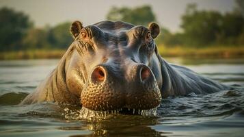 AI generated Hippopotamus high quality background photo