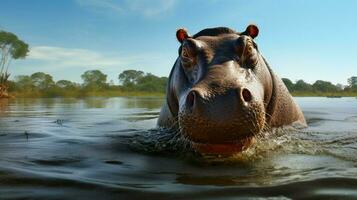 AI generated Hippopotamus high quality background photo