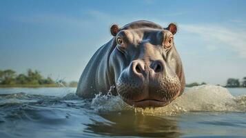 AI generated Hippopotamus high quality background photo