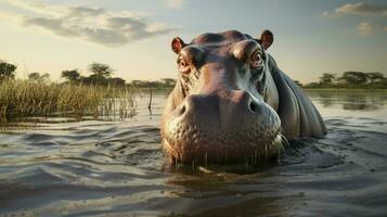 AI generated Hippopotamus high quality background photo