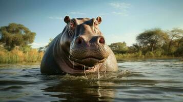 AI generated Hippopotamus high quality background photo