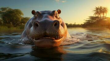 AI generated Hippopotamus high quality background photo