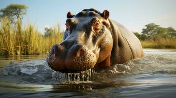 AI generated Hippopotamus high quality background photo