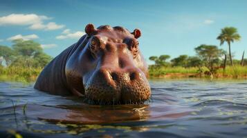AI generated Hippopotamus high quality background photo