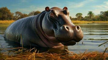 AI generated Hippopotamus high quality background photo