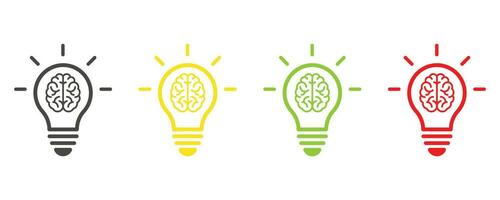 Light bulb and brain icon isolated on white background. Creative idea, mind, nonstandard thinking logo. vector