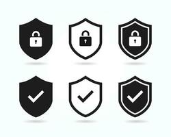 Set of security shield icons. security shields with check mark and padlocks. shield symbols vector. vector