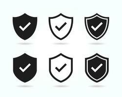 Set of Protection icon vector. Security shields with check mark icon. Safe, guard, security icon symbol illustration vector