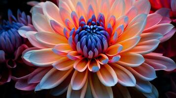 AI generated vibrant colors of a close up flower head in natural beauty photo