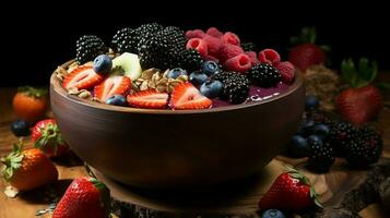 AI generated organic berry bowl a gourmet indulgence of fresh fruit photo