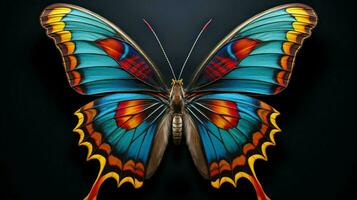 AI generated vibrant colors on the butterfly elegant wings photo