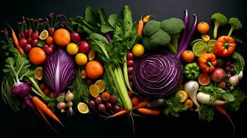 ai generado vibrante colores de Fresco vegetales crear un sano comiendo foto