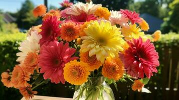 vibrant floral elegance in nature dahlia gerbera chrysant photo