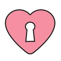 Heart with keyhole, heart-shaped lock. Open your heart, romantic icon, vector element.