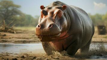 AI generated Hippopotamus high quality background photo