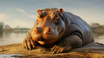 AI generated Hippopotamus high quality background photo