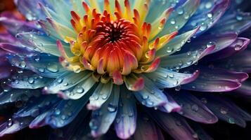 AI generated vibrant colors of a close up flower head in natural beauty photo