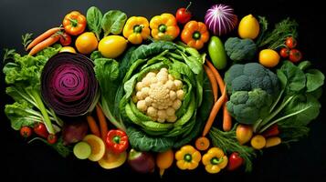 ai generado vibrante colores de Fresco vegetales crear un sano comiendo foto