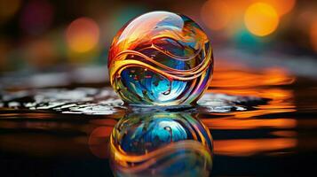 AI generated vibrant raindrop sphere reflects nature beauty in abstract photo