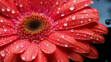 AI generated vibrant gerbera daisy in natural beauty close up with dew photo