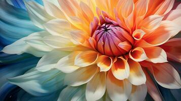 AI generated vibrant petals of a single dahlia bloom in summer beauty photo