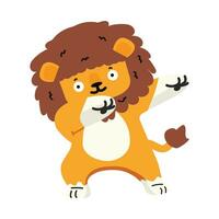 Cute lion animal dabbing cartoon vector