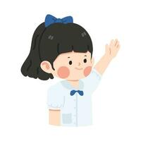 Girl student Raising Hand cartoon vector