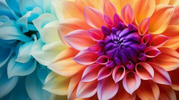 AI generated vibrant petals of a single dahlia bloom in summer beauty photo