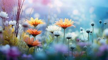 ai generado vibrante prado flores en multi de colores belleza de naturaleza foto