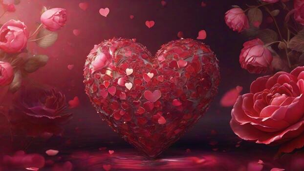 ai generado San Valentín día antecedentes con rojo corazones y rosas. 3d hacer foto