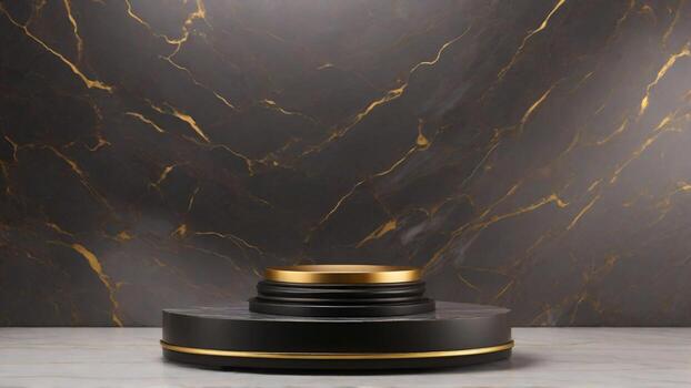 ai generado negro oro podio para producto presentación antecedentes. 3d representación. foto