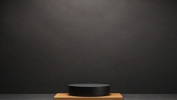 ai generado negro podio en negro antecedentes. 3d representación, 3d ilustración. foto