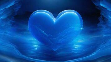 AI generated Blue heart in water. valentine. 3D render. photo