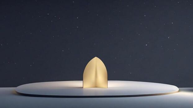 ai generado dorado pedestal en un oscuro estrellado antecedentes. 3d hacer foto