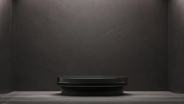 ai generado negro podio en oscuro antecedentes. burlarse de arriba, 3d hacer foto