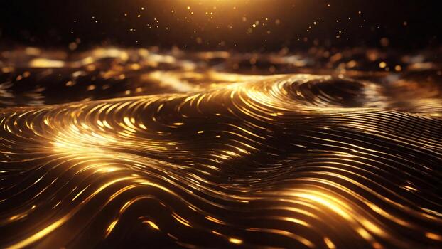 ai generado resumen oro olas con profundidad de campo y bokeh efecto, 3d hacer foto