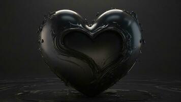 AI generated Black heart in water on black background. 3D illustration. 3D render. evil ambition bad concept photo