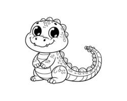 Cute Cartoon of crocodile illustration for coloring book. outline line art. isolated white background vector