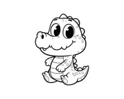 Cute Cartoon of crocodile illustration for coloring book. outline line art. isolated white background vector