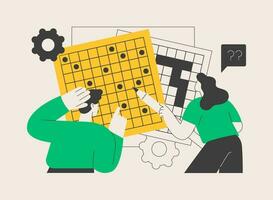 Do a crossword and sudoku abstract concept vector illustration.