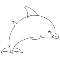 Simple dolphin continuous single line art drawing outline vector illustration