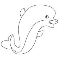 Simple dolphin continuous single line art drawing outline vector illustration